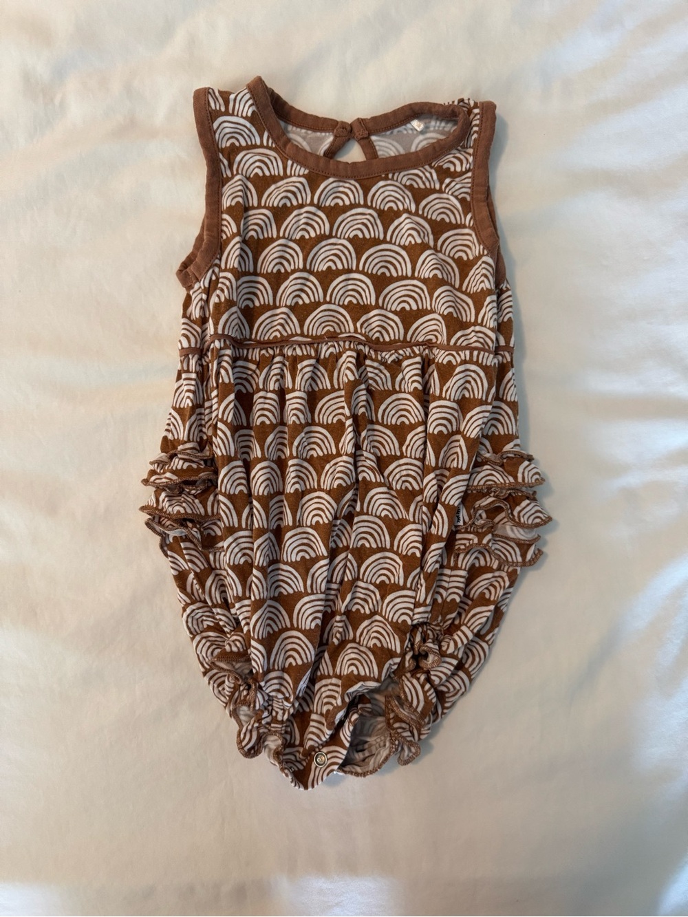 Little Sleepies Brown Rainbow Ruffle Romper